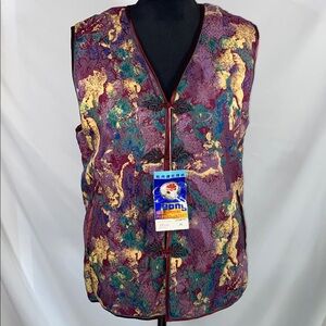 NWT Vintage Late 70s/80s Peony Brand Shanghai Silk Wadding Padded Vest XL C.A.C.